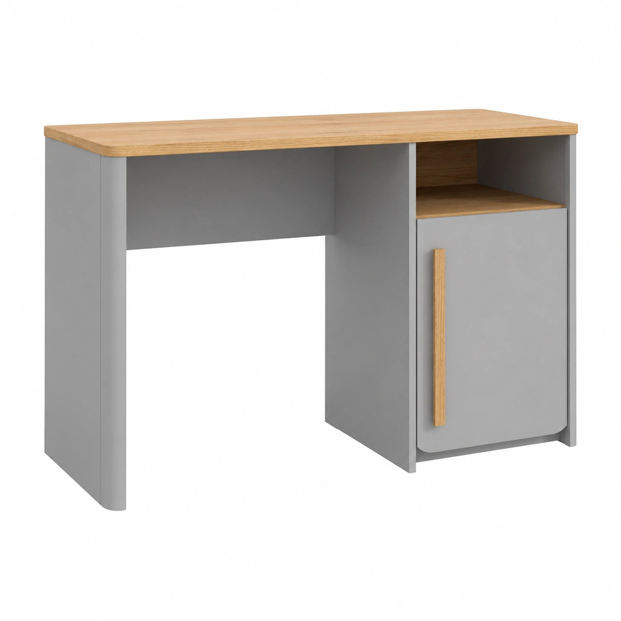 Schreibtisch – 120 cm, moderner Stil, aus Holzwerkstoff und Eichenholz, Grau, für Büro