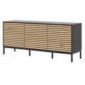 Lowboard – 150 × 60 cm, mit Schubladen, aus Eichenholz, Anthrazit