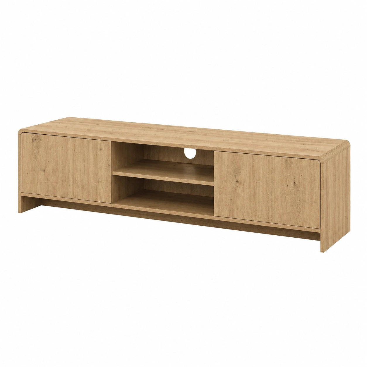 Lowboard – 155 × 40 × 40 cm, mit mehreren Türen, mit Ablagen, aus Eichenholz