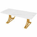 Schreibtisch – 160 cm, moderner Stil, rechteckige Form, aus Holzwerkstoff und Metall, Gold