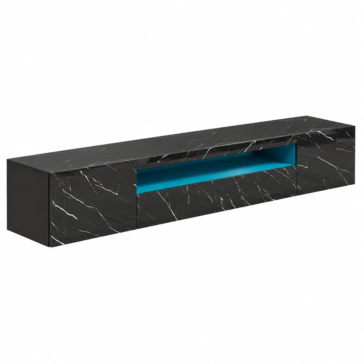 TV-Schrank – 180 × 35 × 30 cm, mit LED-Beleuchtung, hängend, Schwarz, für Wohnzimmer