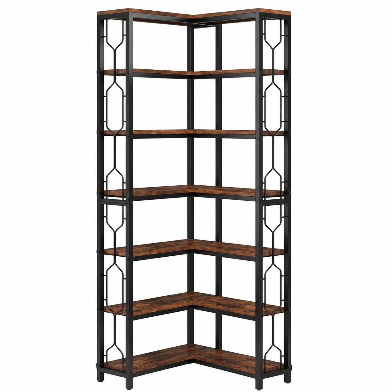 Regal – freistehend, aus Metall und Holz, Braun, für Küche und Wohnzimmer